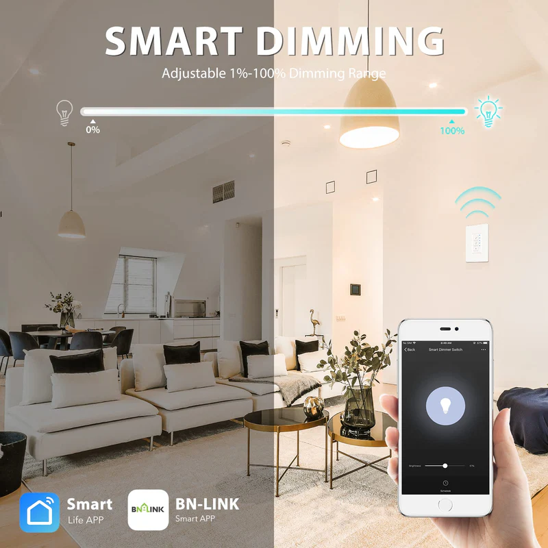 BN-LINK Smart WiFi Dimmer Switch: Effortless Control for Energy-Efficient Lighting