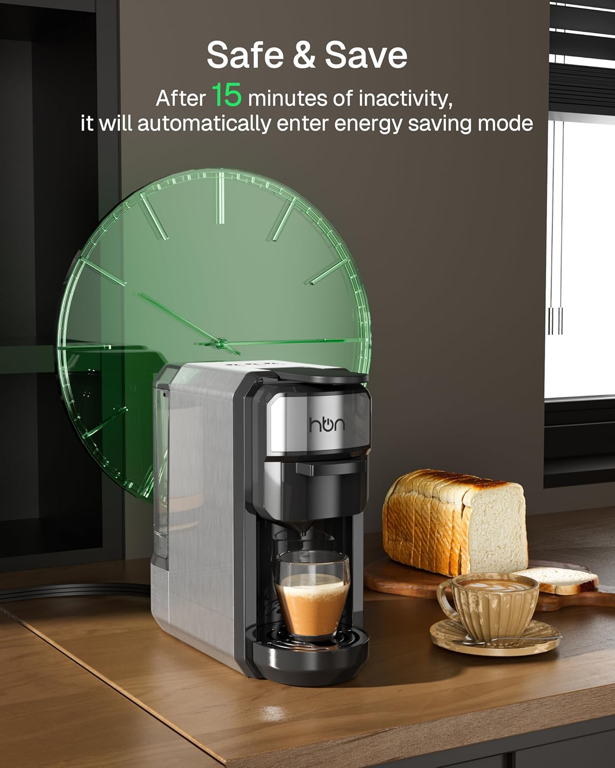 3-in-1 Multi Coffee Maker Single Serve, for K-Cup Pods & Ground Coffee, Programmable One-Touch Brewing Machine, 0.6L Removable Water Tank, 19Bar, Fast Heat, Energy Saving HBN - BN-LINK