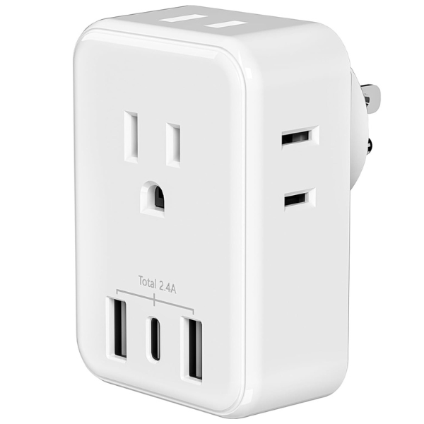 BN LINK Multi Plug Outlet Extender with 4 Outlet Splitter and 3 USB Ports 1 USB C Ports Wall Charger Multiport for Cruises Tra
