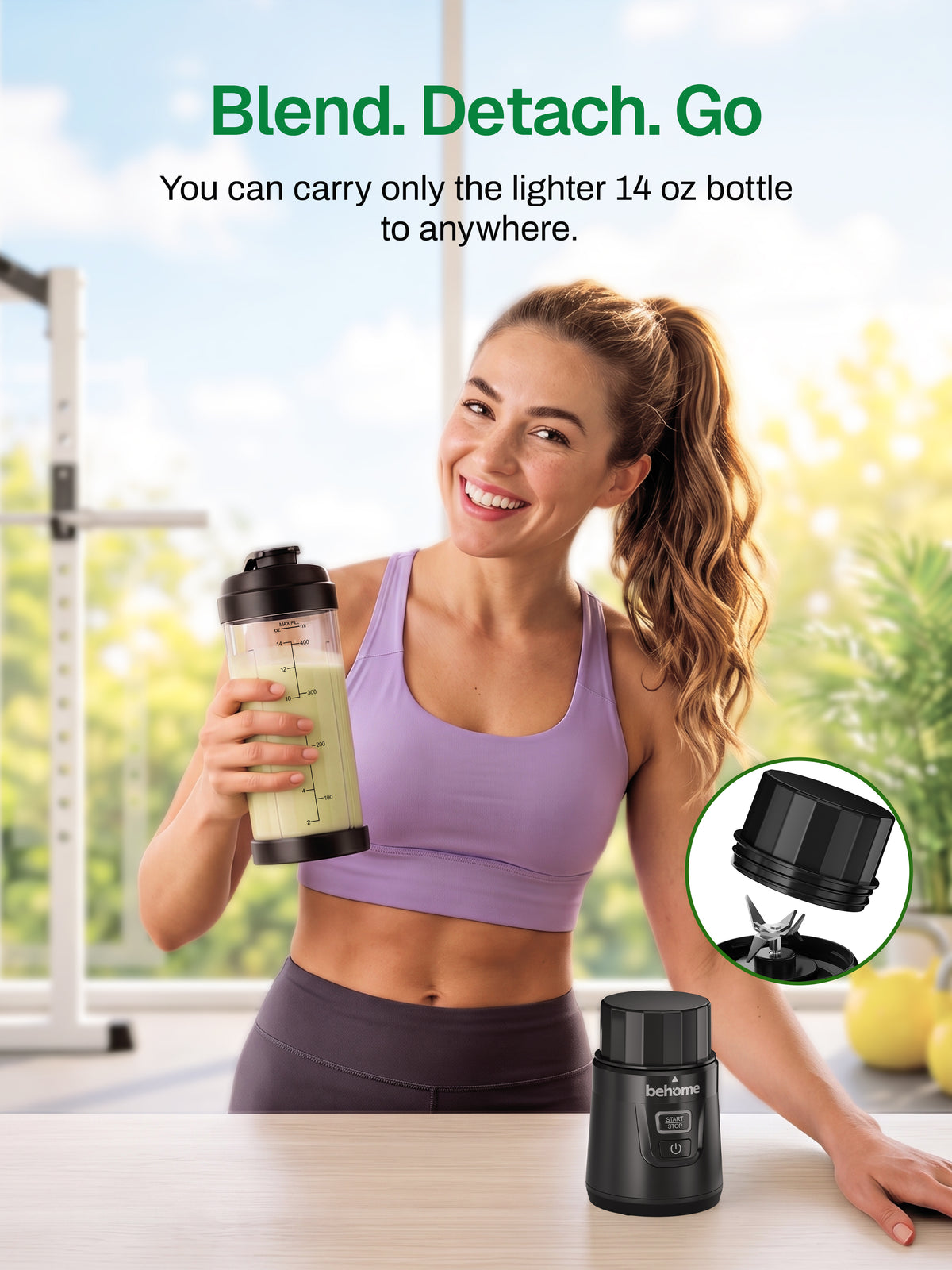 Portable Blender Smoothies and Shakes, Personal Juicer 14 OZ BPA Free Portable Cups, USB-C Rechargeable, Dishwasher Safe Parts - Mini Small Blenders Cup Fits Home, Office, Gym, Travel