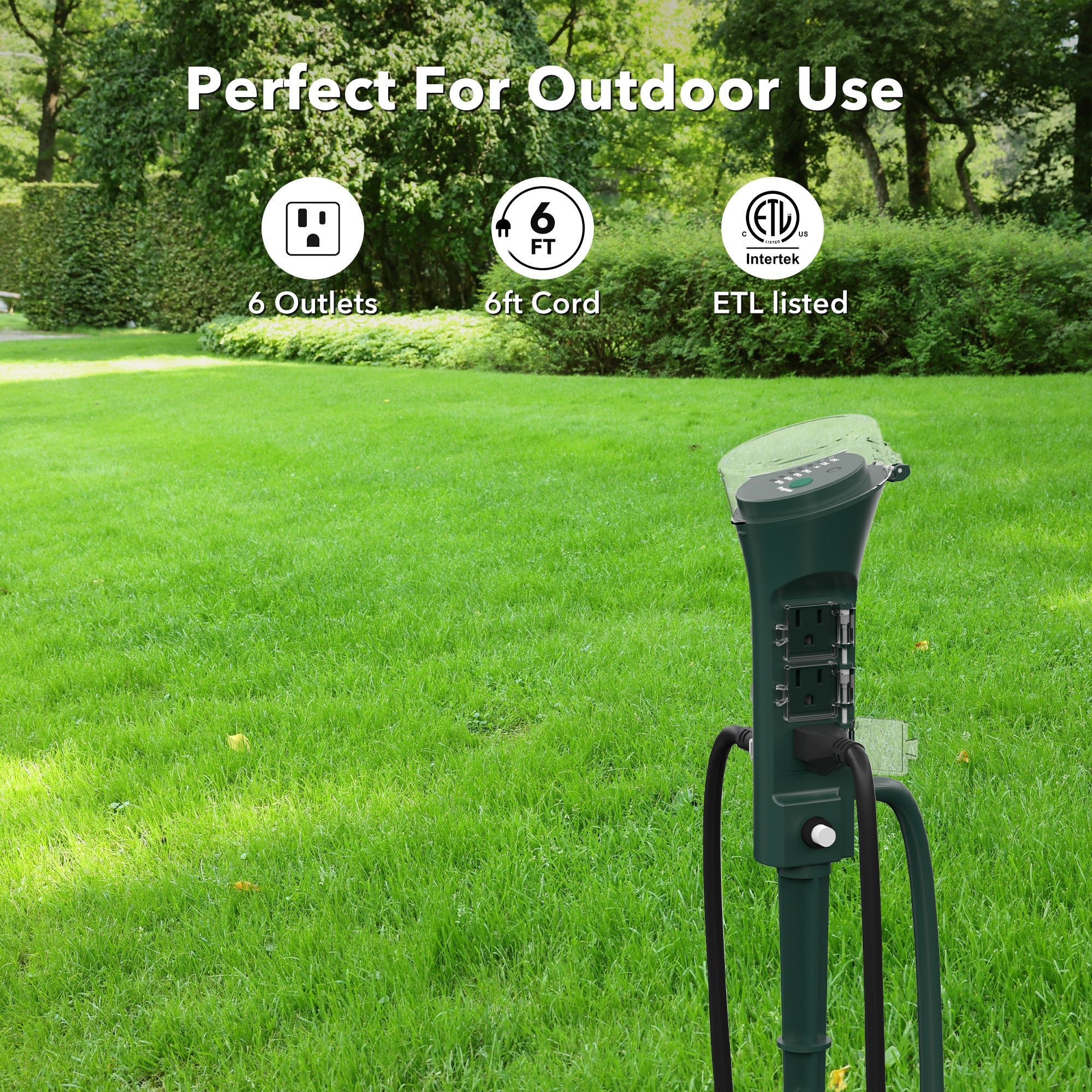 Outdoor Multi Socket Timer Yard Stake with Photocell Countdown Timer and Remote Control BN-LINK - BN-LINK