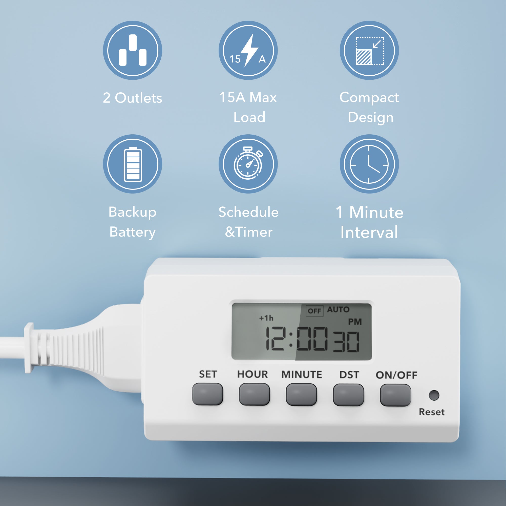 Mini Indoor Stackable 24-Hour Digital Outlet Timer 2 Pack BN-LINK - BN-LINK
