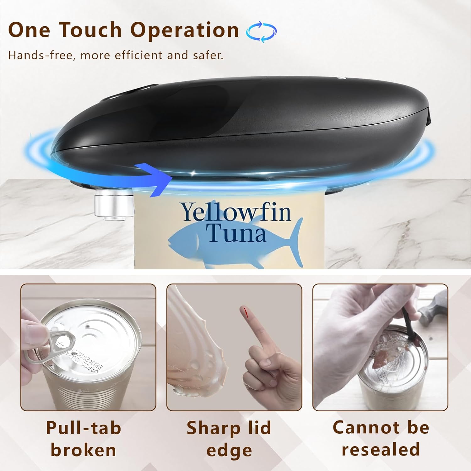 Electric Can Opener, One Touch Automatic Kitchen Can Opener for Seniors with Arthritis, Hands Free & Smooth Edge, Battery Operated, for Any Size Can Bn-link