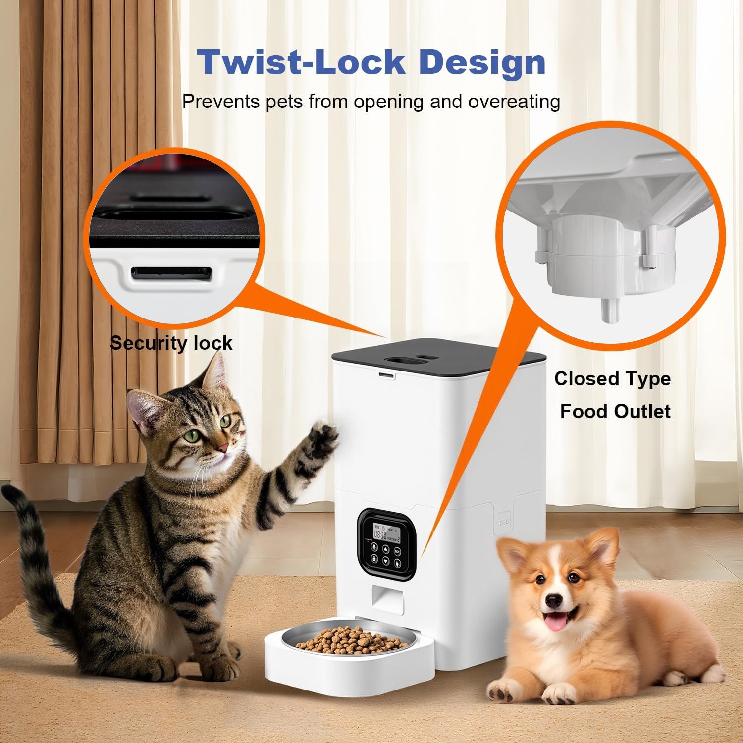 Automatic Cat Feeder 4L, Timed Cat Food Dispenser, 4L Automatic Cat Food Dispenser for Small Pets Indoor Bn-link