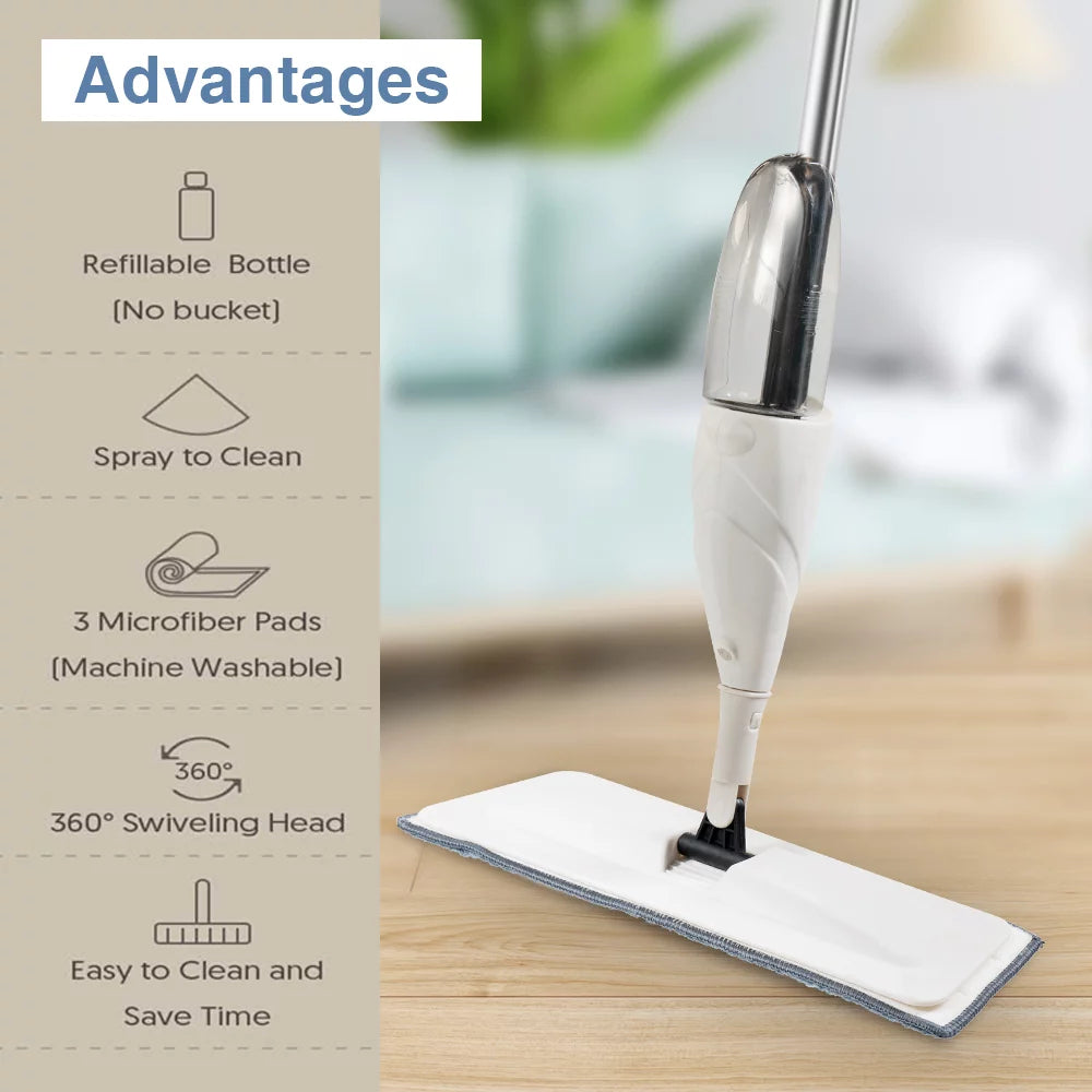 Floor Cleaning Wet Dry Microfiber Spray Mop with 2 Washable Pads Bn-link - BN-LINK