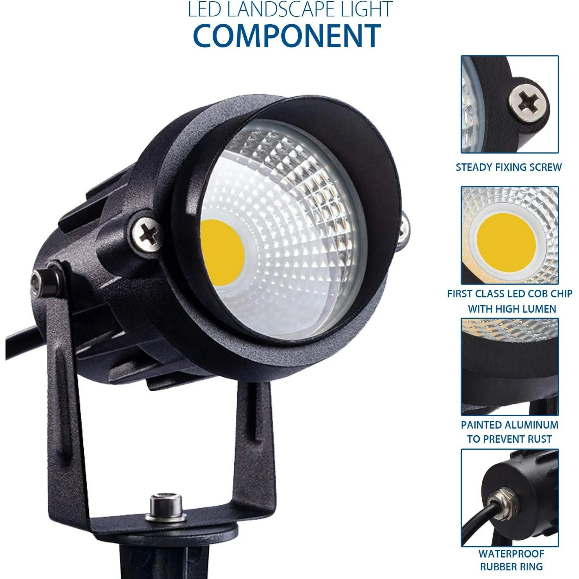 Outdoor Landscape Spotlights, 5W LED Landscape Lights for Yard, IP65 Waterproof Garden Lights, 3000K Warm White, Landscape Lighting for House, Garden, Lawn Decorative (2 Pack) Bn-link