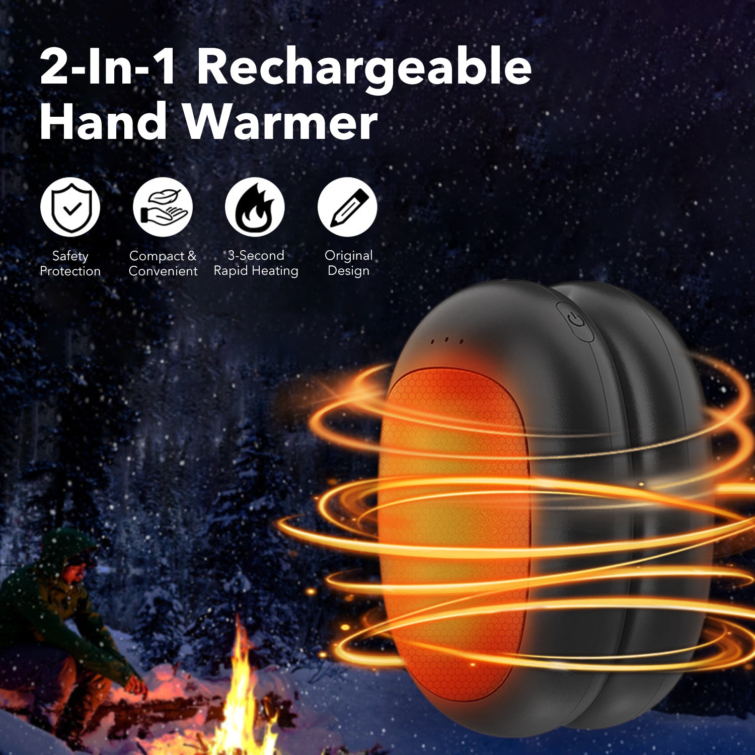 2 Pack Magnetic Hand Warmers Rechargeable Electric Hand Warmers With 3 Temperature Settings Bn-link