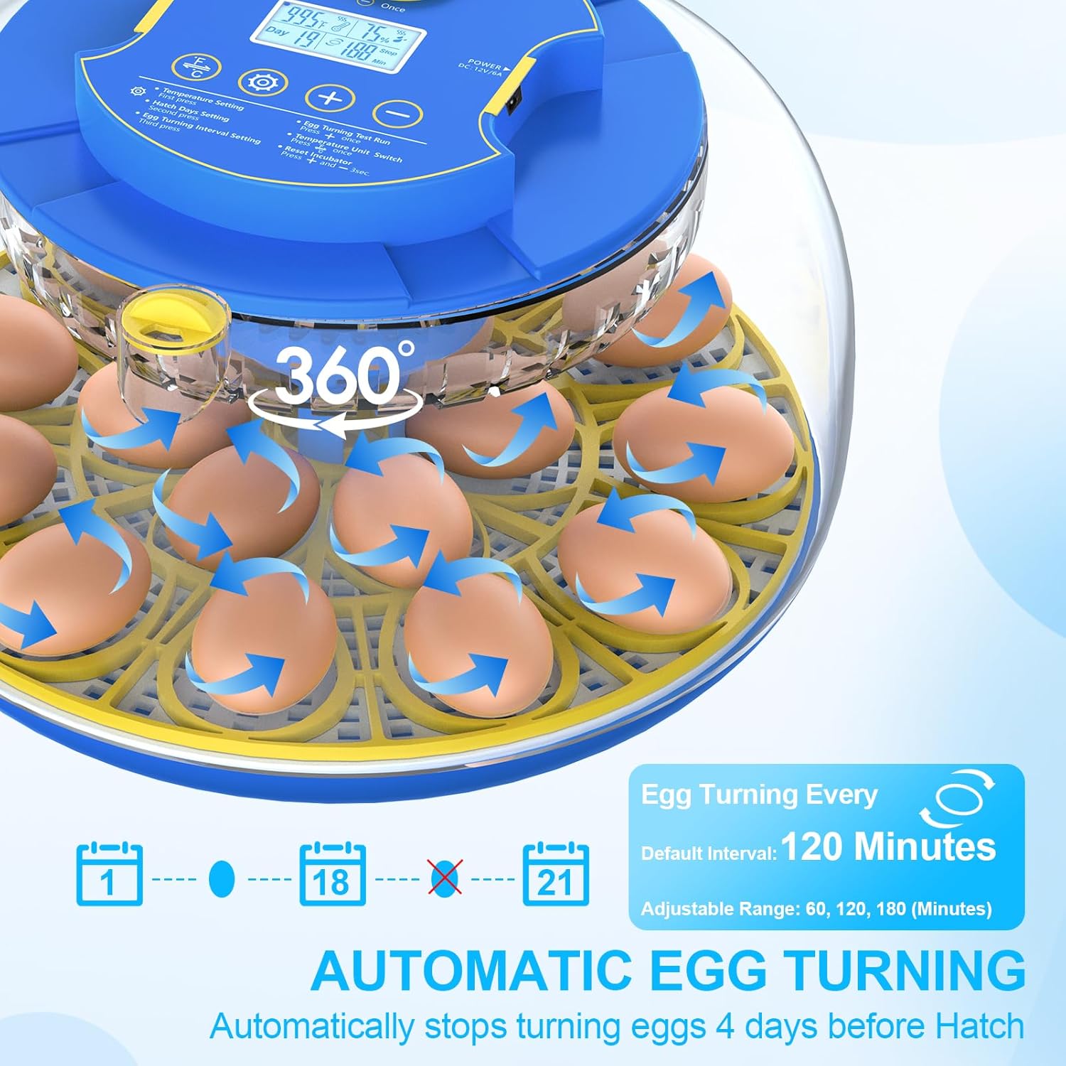 BN-LINK 9/18/52 Egg Incubator With Temperature Control, Touch Operation& Temperature Display, Mini Egg Incubator With LED Candler, Sink & Plastic Uptake Tray, Low Noise