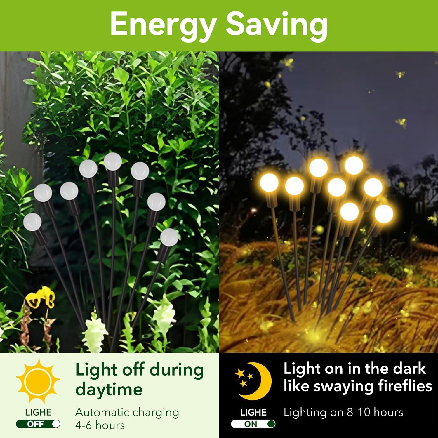 Warm White 2 Pack/4 Pack Solar Garden Lights, Auto On/Off 16 LED Solar Swaying Lights Outdoor Waterproof, Firefly Light for Outside Yard Pathway Landscape Decorations Bn-link