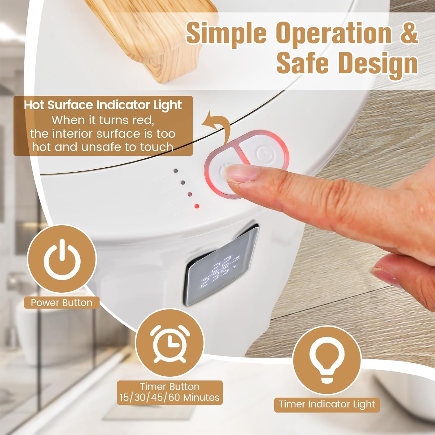 Tower Warmer, 20L Large Hot Towel Warmers Bucket with LED Display, Auto Shut Off, Child Lock, Heat Timer 15/30/45/60 Min Adjustable, for Hot Tub, Bathroom, Spa, White