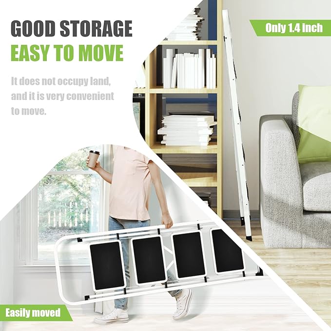3&4 Step Ladder, Folding Step Stool with Wide Anti-Slip Pedal, Portable Sturdy Iron Ladder with Handrails for Home, Office, Library, 330 lbs Capacity Bn-link