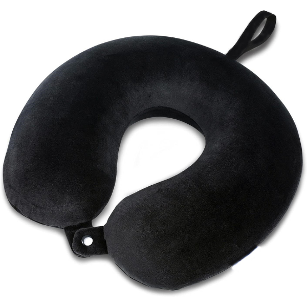 Memory Foam Travel Neck Pillow with Attachable Snap Strap Soft Washable Cover Bn-link - BN-LINK