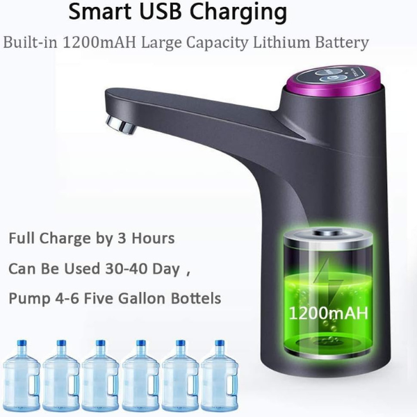 USB Charging Water Dispenser, Portable Water Bottle Pump for Universal 2, 3, 4 and 5 Gallon Bn-link - BN-LINK