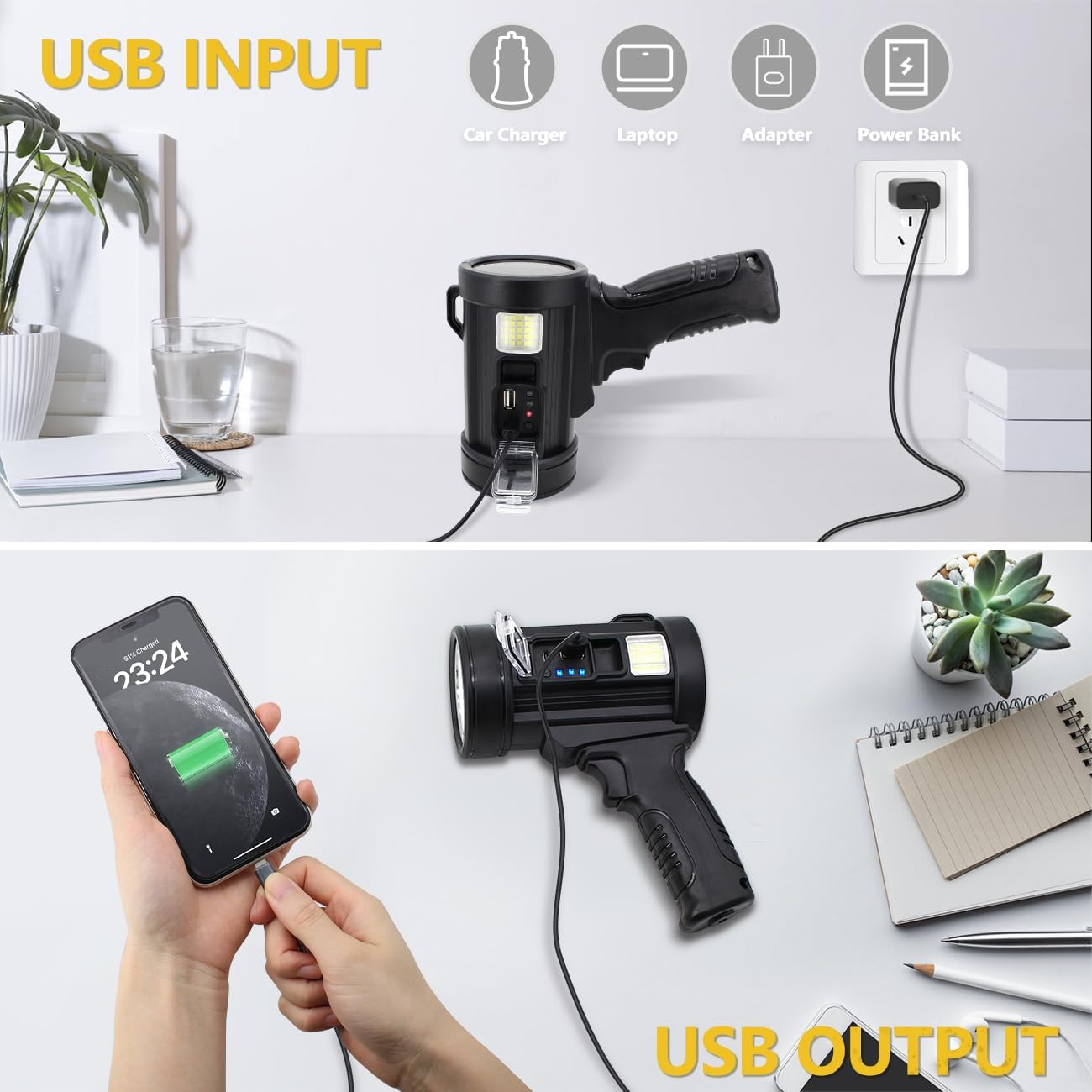 Super Bright Led Outdoor Rechargeable Handheld Spotlight Hunting Flashlight Bn-link - BN-LINK