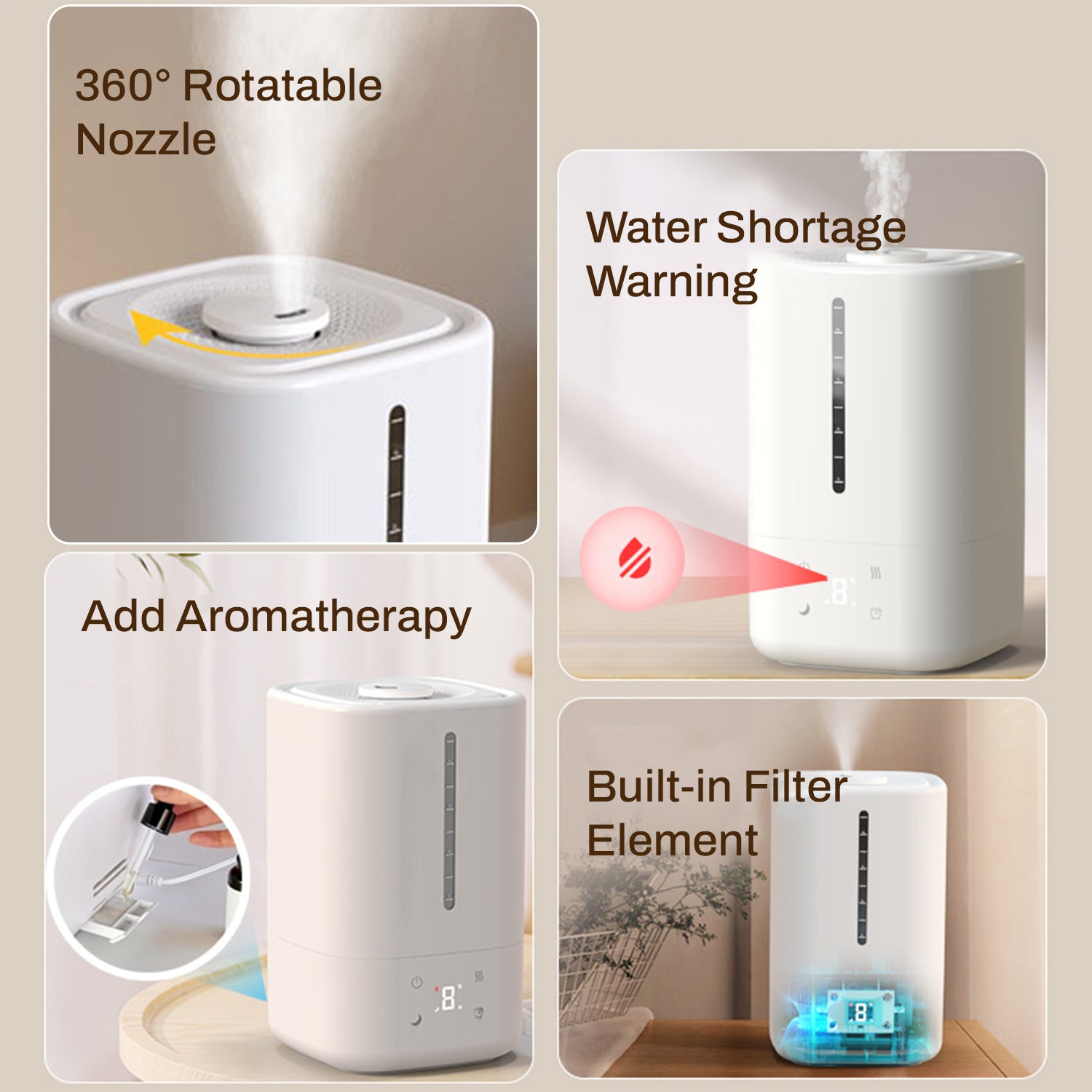 Top Fill Humidifiers for Bedroom, Water Tank, 3 Modes, Timer & Oil Diffuser, Quiet Cool Mist Air Humidifier for Home Bn-link