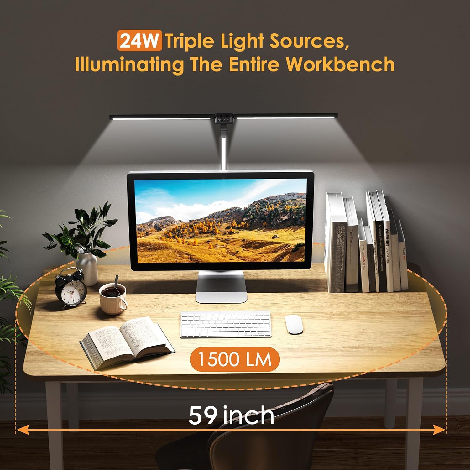 LED 3 Heads Desk Lamp With Remote Control, 360°Adjustable Tall Desk Lights With Clamp, 5 Brightness Modes & 4 Colors Bn-link