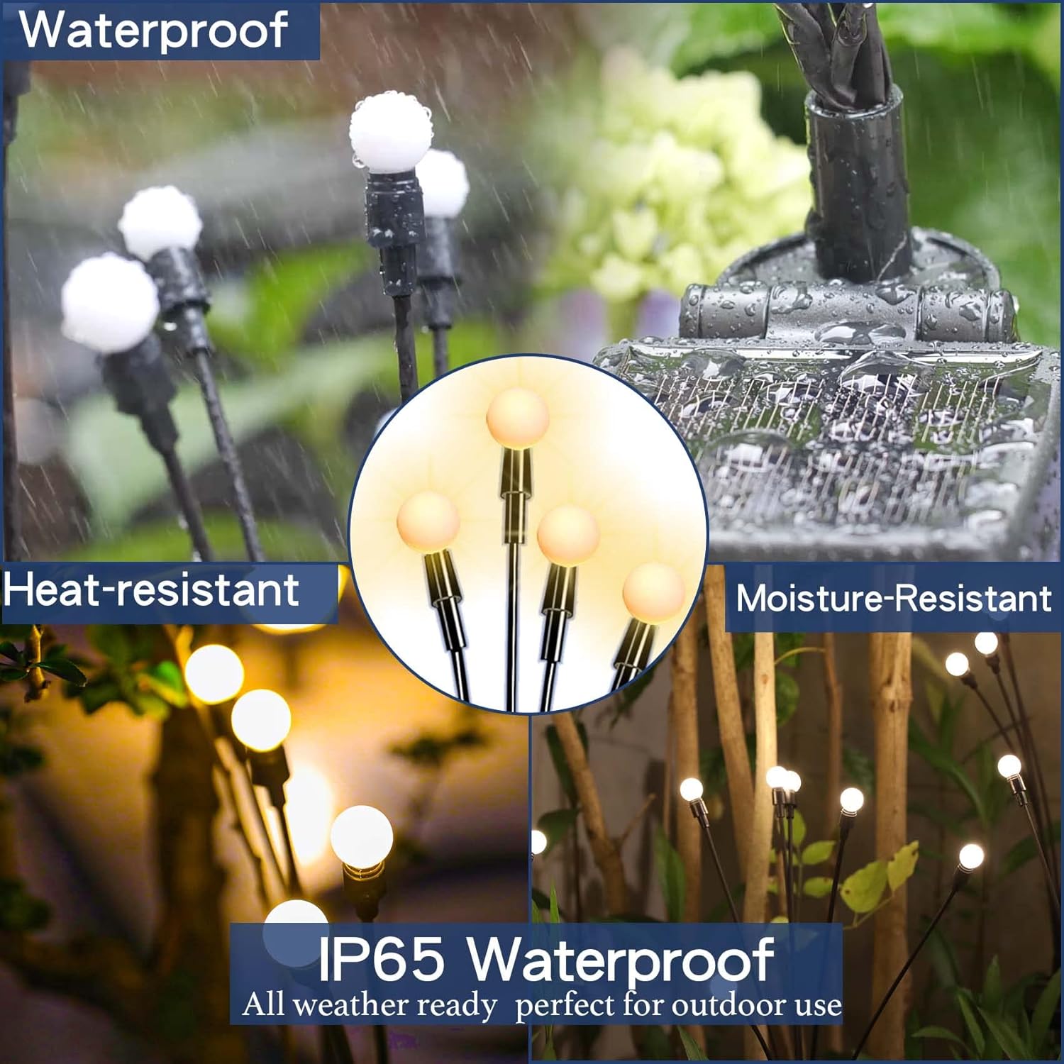 Warm White 2 Pack/4 Pack Solar Garden Lights, Auto On/Off 16 LED Solar Swaying Lights Outdoor Waterproof, Firefly Light for Outside Yard Pathway Landscape Decorations Bn-link