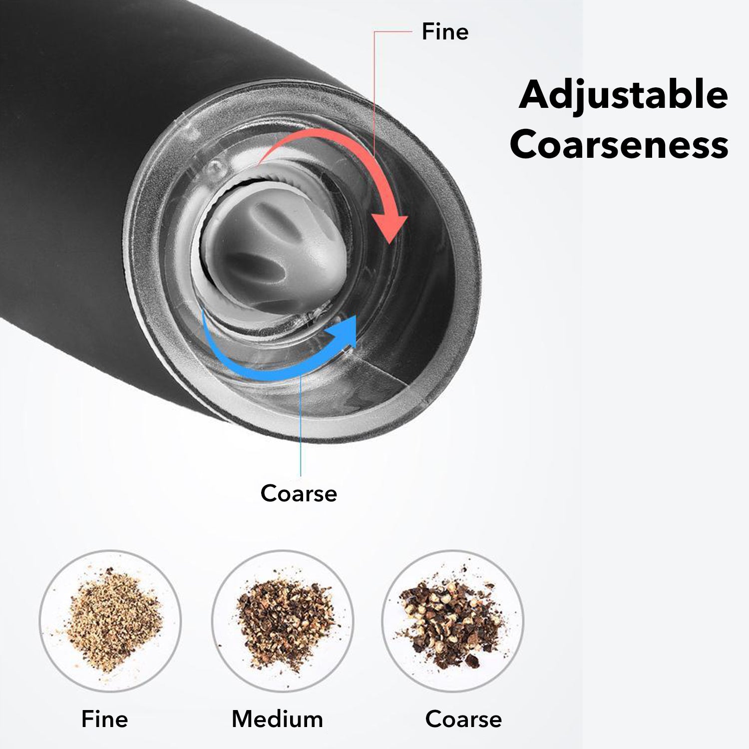 2 Pack Stainless steel Electric Salt and Pepper Grinder Set, Automatic Gravity Salt and Pepper Mill with Adjustable Coarseness, Battery Powered with LED Light Bn-link