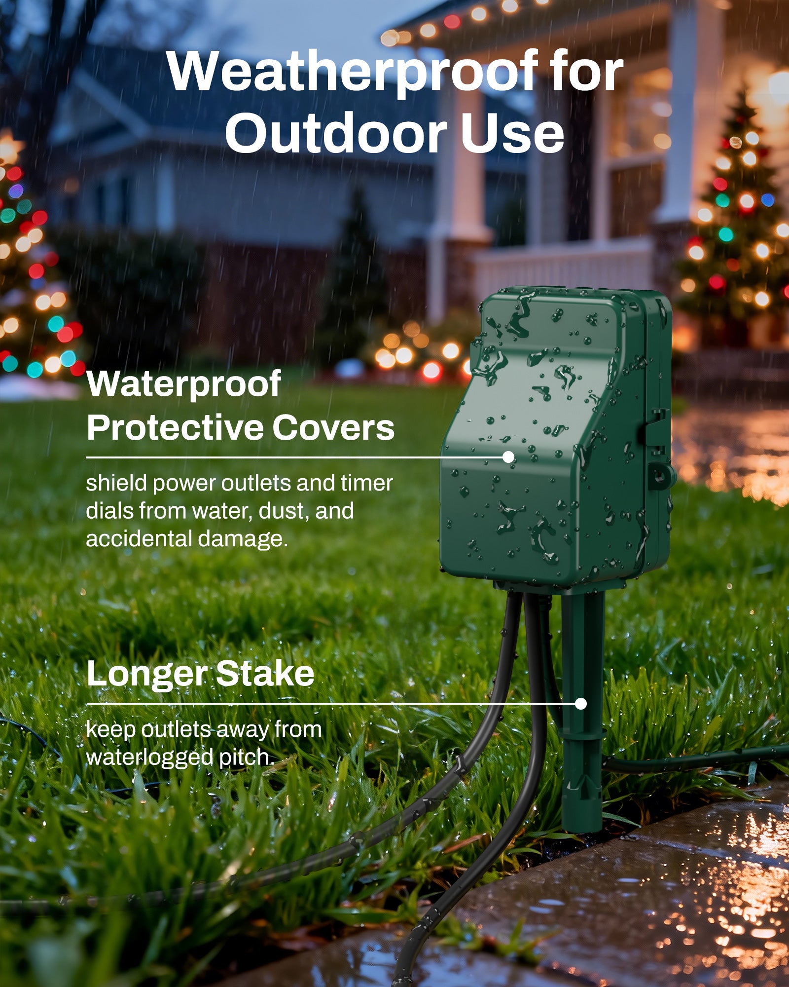 24 Hour Mechanical Outdoor Multi Socket Timer 6 Outlet Garden Power Stake BN-LINK