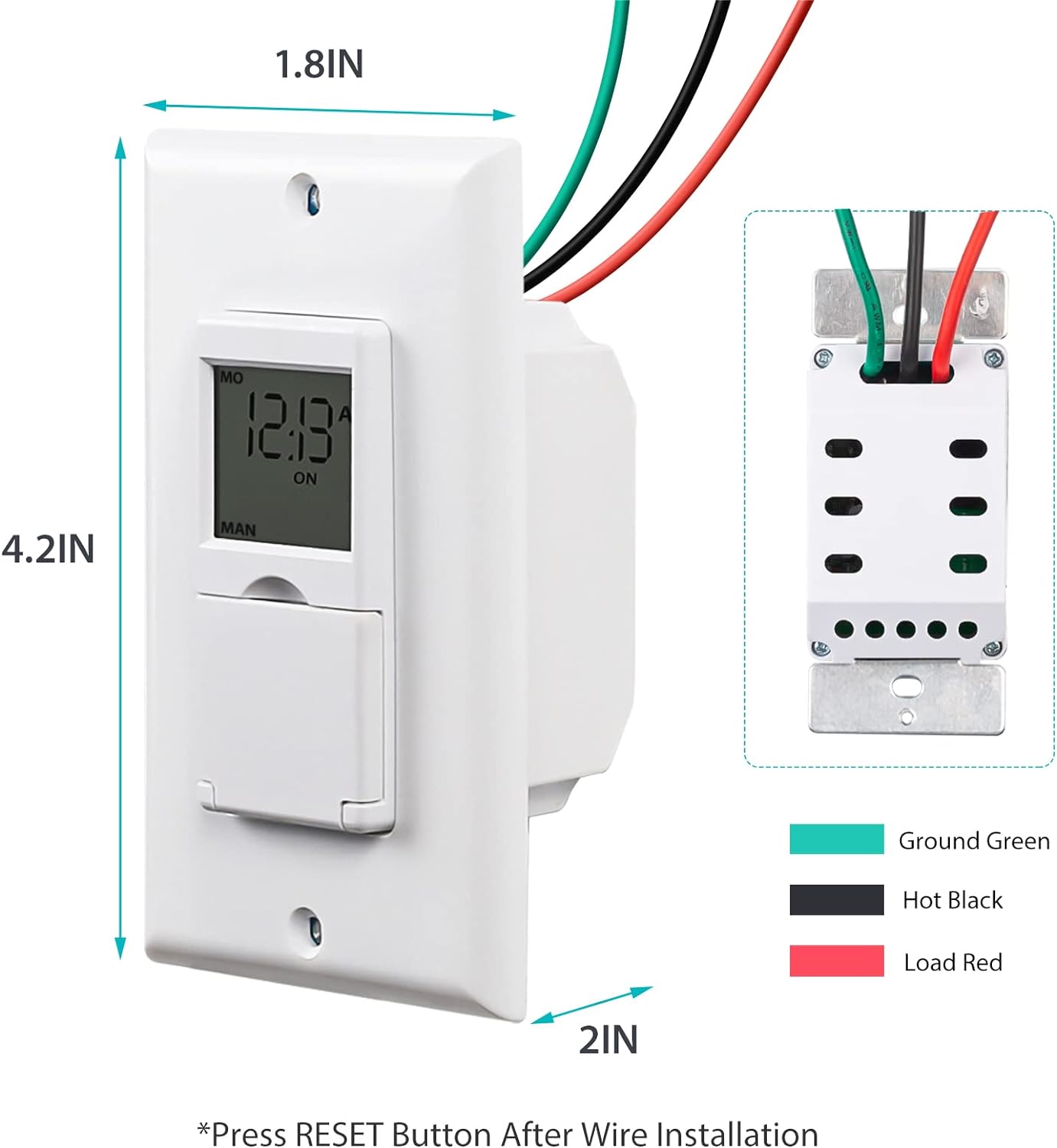 7 Day Programmable Astronomical In-Wall Timer Switch No Neutral Wire Required BN-LINK - BN-LINK