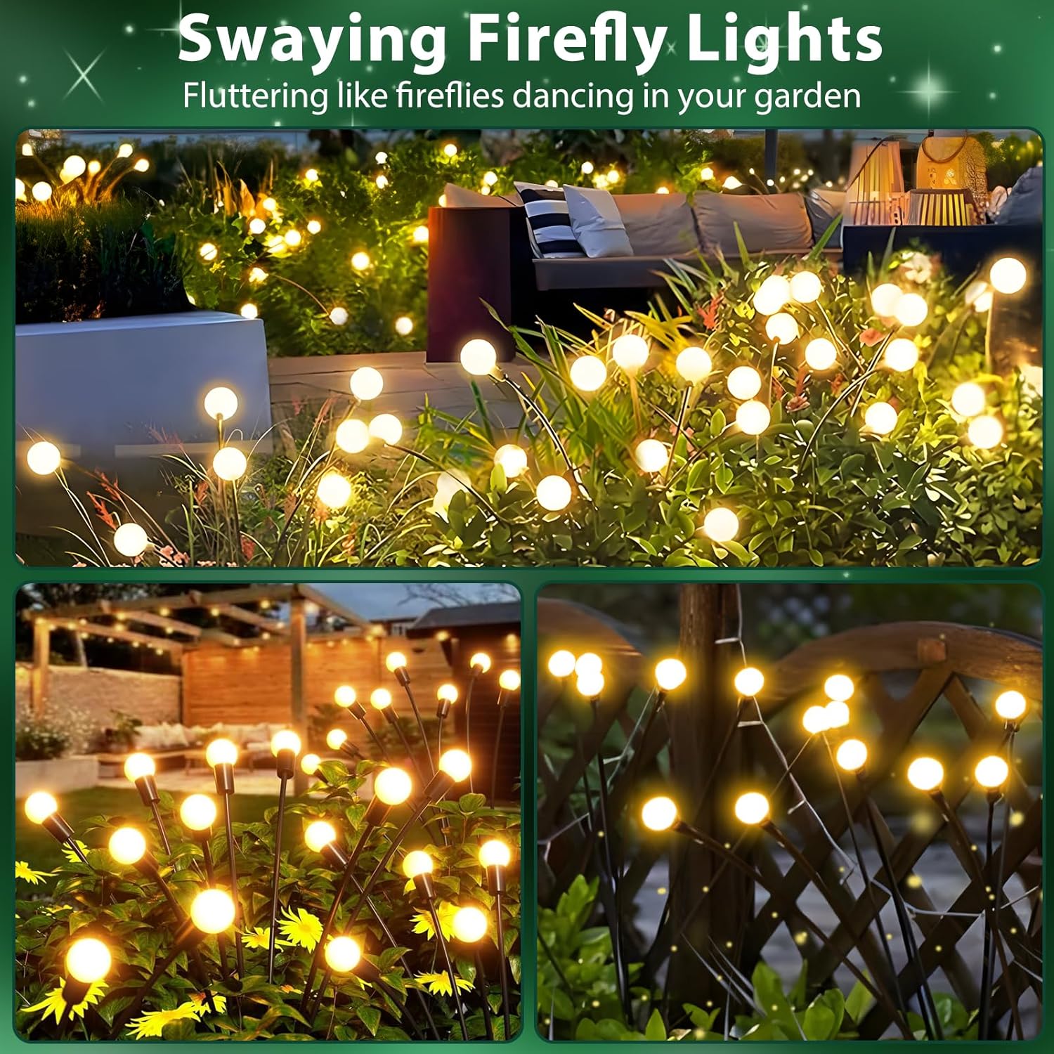 Warm White 2 Pack/4 Pack Solar Garden Lights, Auto On/Off 16 LED Solar Swaying Lights Outdoor Waterproof, Firefly Light for Outside Yard Pathway Landscape Decorations Bn-link
