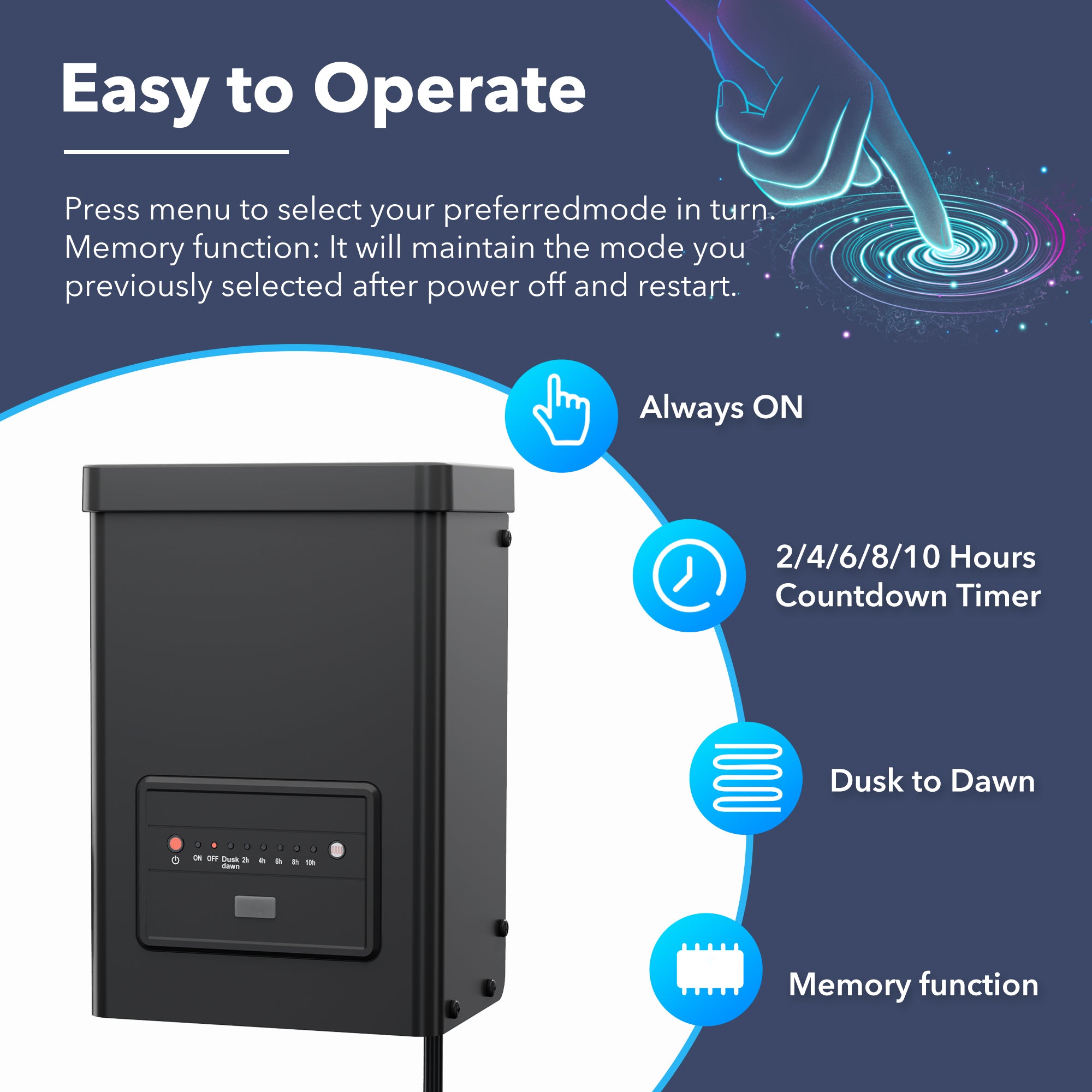 Bn-link 120W Weatherproof Outdoor Transformer for Low Voltage Landscape Lighting, with Timer and Photocell Sensor, 120V AC to 12V AC - BN-LINK