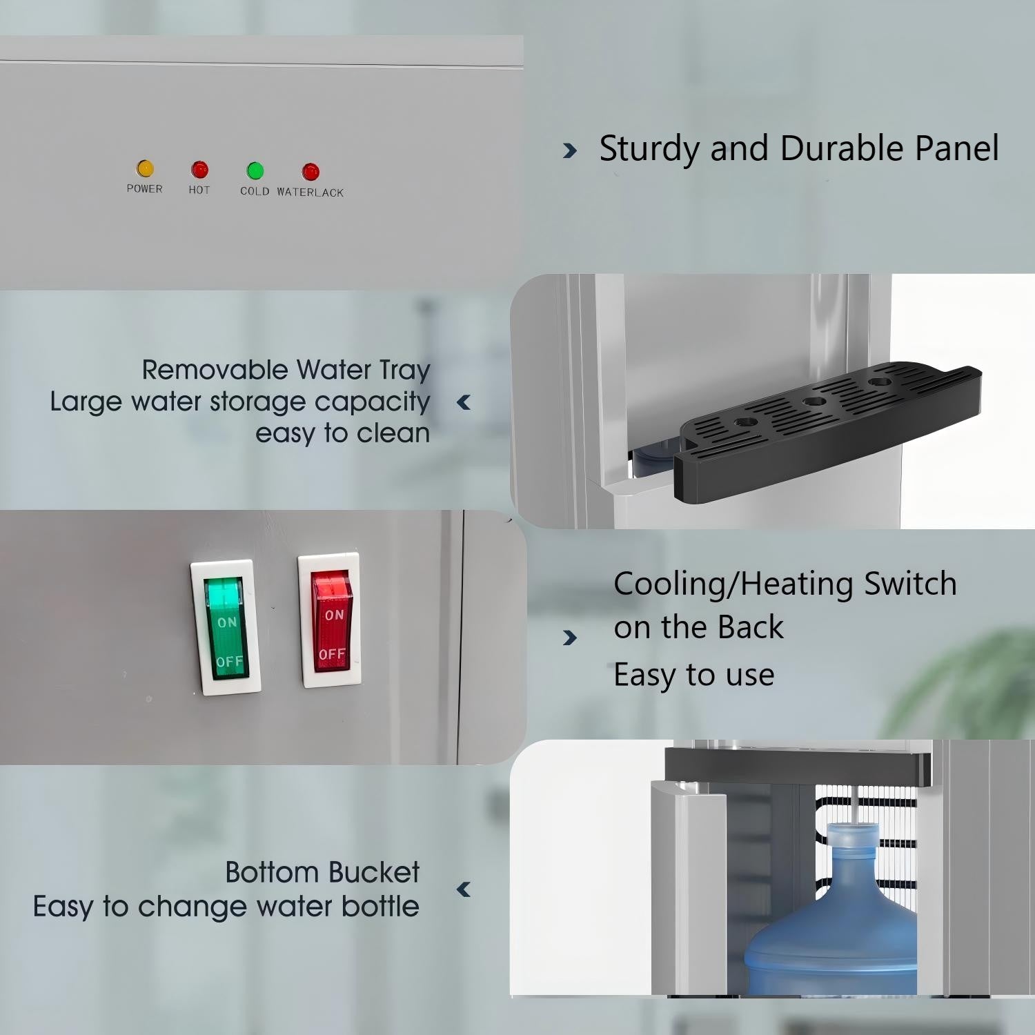 Bottom Load Water Cooler Dispenser with Lack Water Alert, 3 Temperature Settings-Hot, Cold & Room-Temperature Water, Holds Up to 5 Gallon Bottles Bn-link - BN-LINK