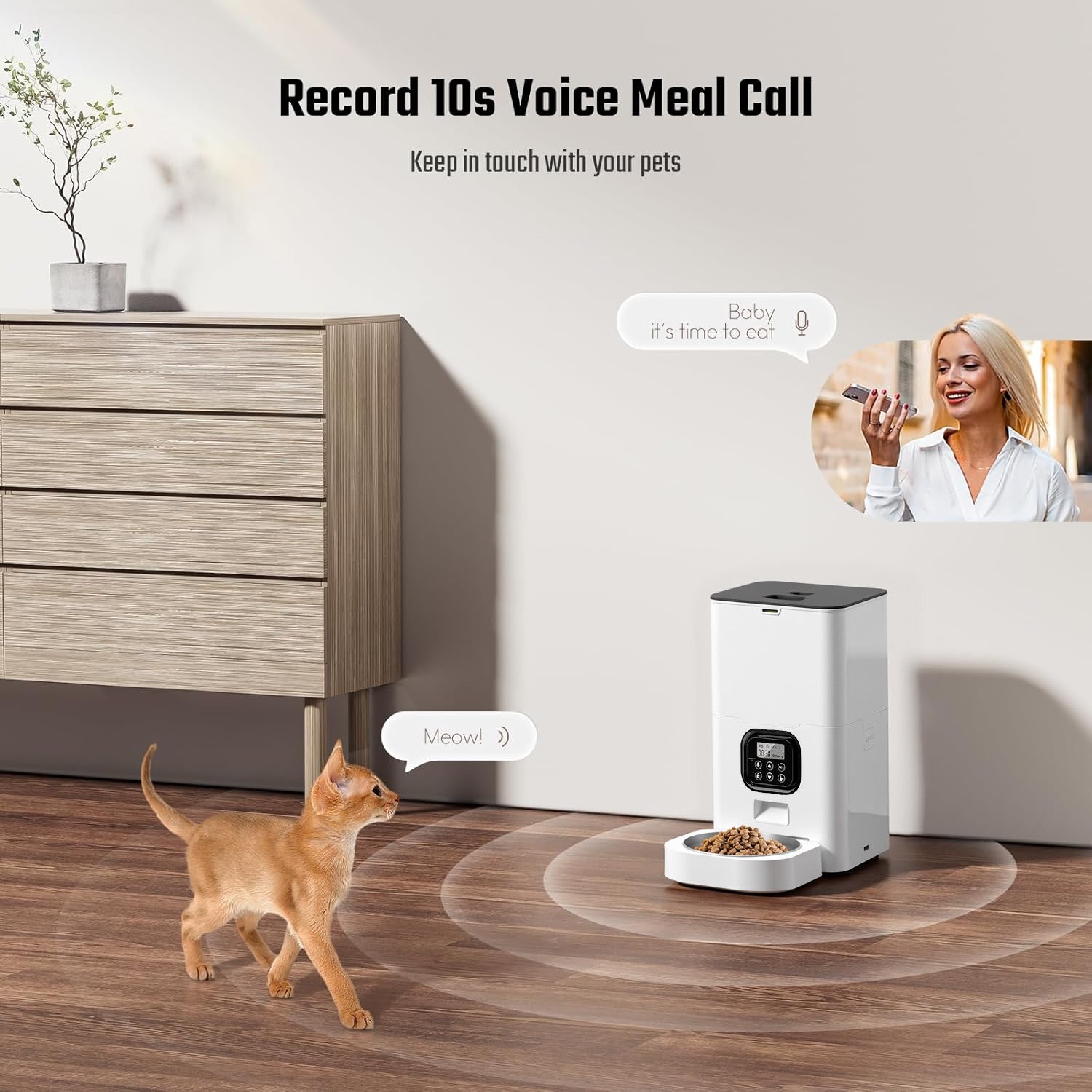 Automatic Cat Feeder 4L, Timed Cat Food Dispenser, 4L Automatic Cat Food Dispenser for Small Pets Indoor Bn-link