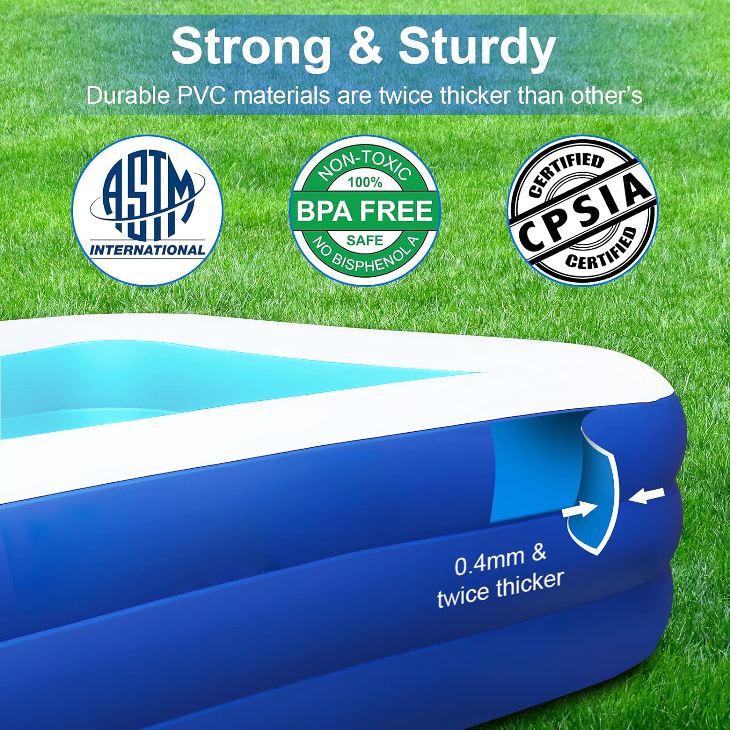 120" X 68" X 22"/83" X 53" X 20" Oversized Thickened Inflatable Swimming Pool for Kids and Adults Bn-link
