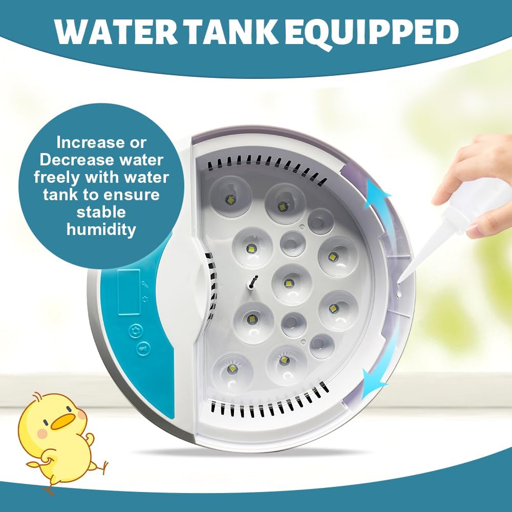 BN-LINK 9/18/52 Egg Incubator With Temperature Control, Touch Operation& Temperature Display, Mini Egg Incubator With LED Candler, Sink & Plastic Uptake Tray, Low Noise