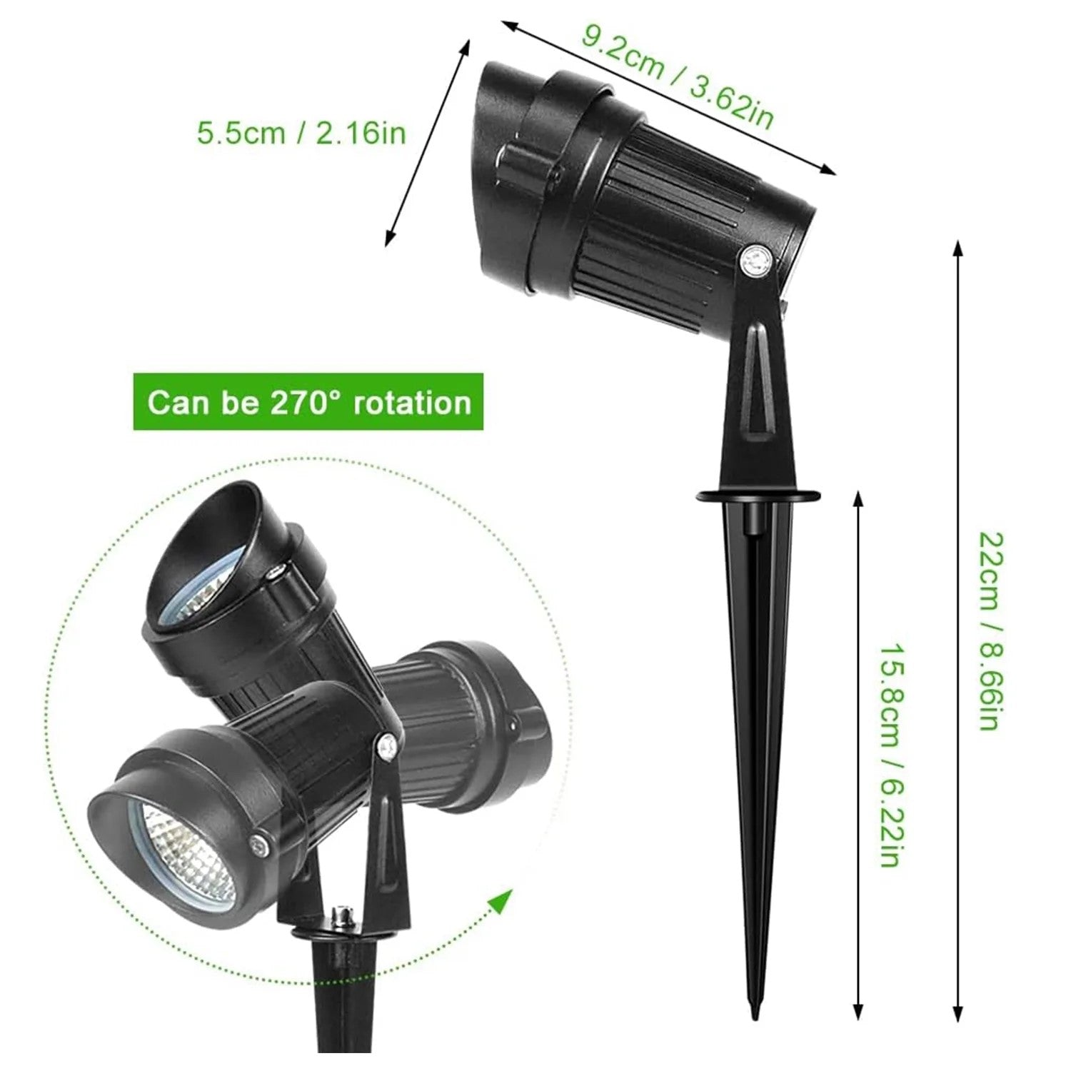Outdoor Landscape Spotlights, 5W LED Landscape Lights for Yard, IP65 Waterproof Garden Lights, 3000K Warm White, Landscape Lighting for House, Garden, Lawn Decorative (2 Pack) Bn-link