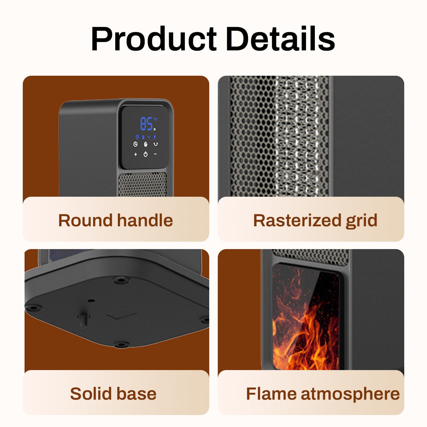 Space Heater Indoor, 24’’ Electric Heaters with Remote & Thermostat, 3 Modes & 70°Oscillation & 12H Timer, Quiet Portable Room Heater for Office, Bedroom, Large Room Bn-link