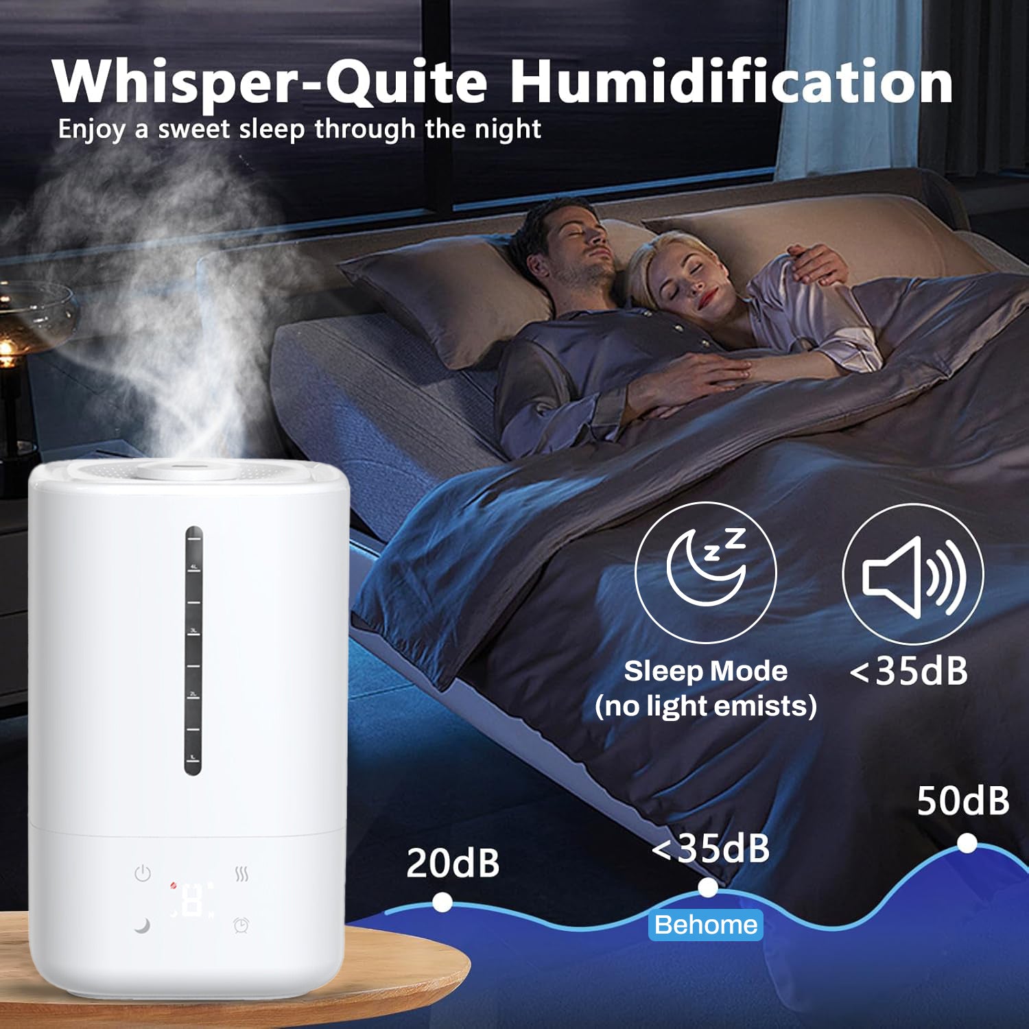 Top Fill Humidifiers for Bedroom, Water Tank, 3 Modes, Timer & Oil Diffuser, Quiet Cool Mist Air Humidifier for Home Bn-link