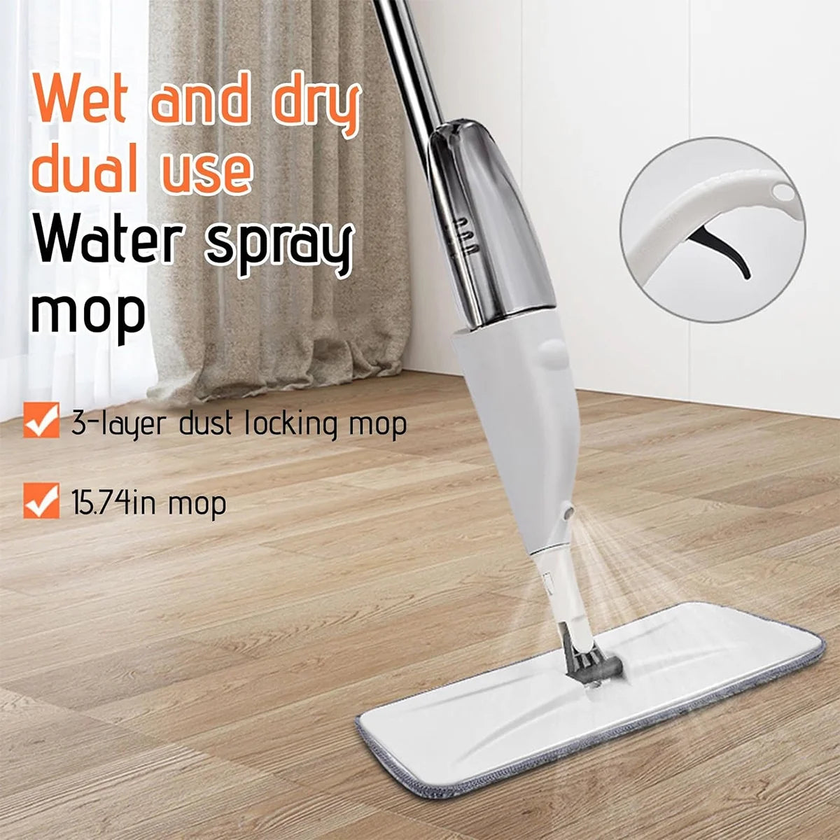 Floor Cleaning Wet Dry Microfiber Spray Mop with 2 Washable Pads Bn-link - BN-LINK