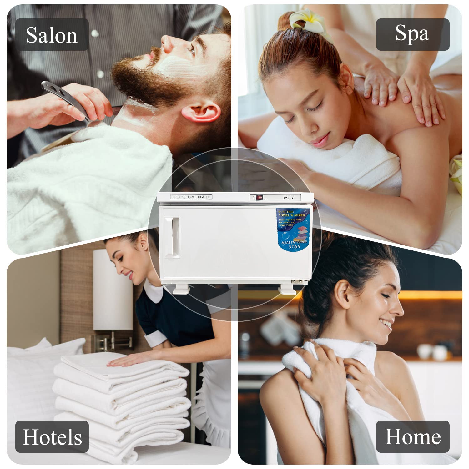 25L Towel Warmer, White Large Hot Bath Towel Warmer Cabinet with Stainless Steel Racks Bn-link