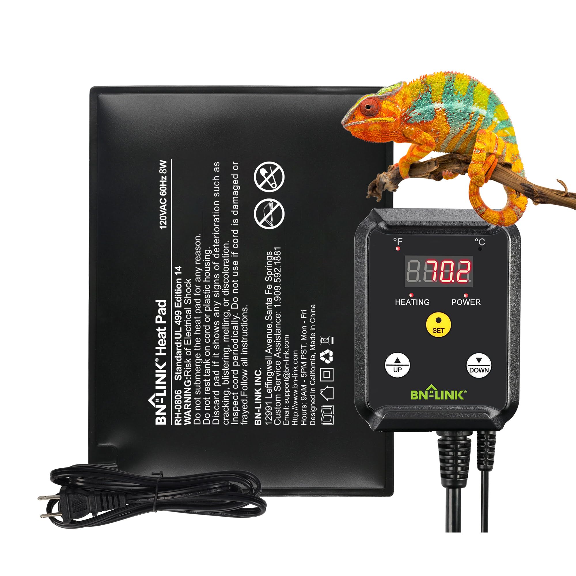 Durable Reptile Heating Pad with Digital Thermostat  Combo Set 6“*8 " BN-LINK - BN-LINK