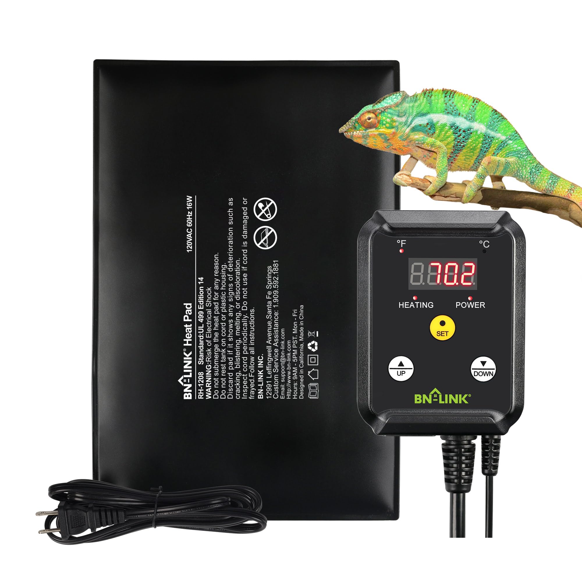 Durable Reptile Heating Pad with Digital Thermostat 8*12 Combo Set BN-LINK - BN-LINK