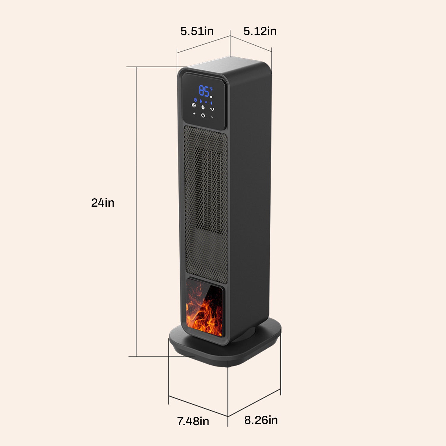Space Heater Indoor, 24’’ Electric Heaters with Remote & Thermostat, 3 Modes & 70°Oscillation & 12H Timer, Quiet Portable Room Heater for Office, Bedroom, Large Room Bn-link