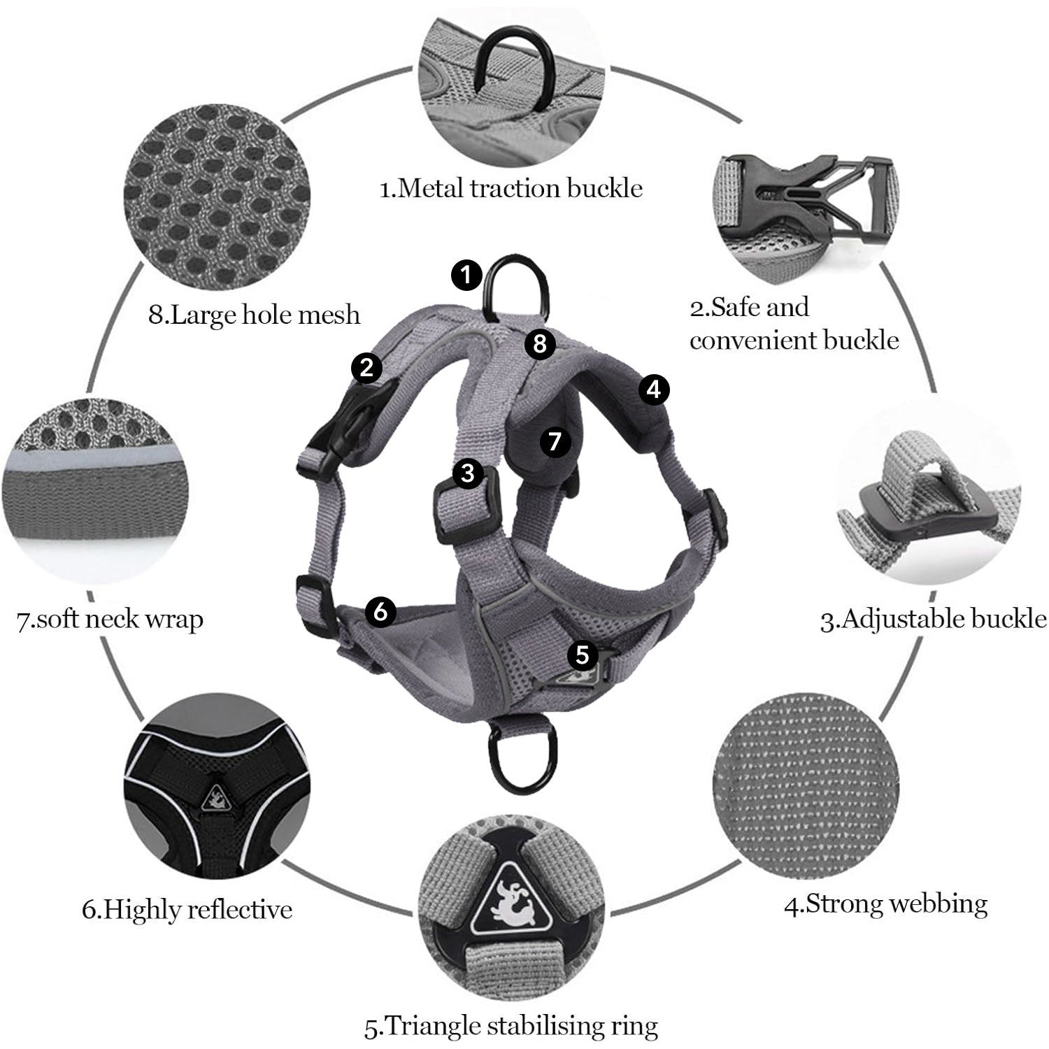 Cat Harness and Leash Set for Walking, Escape Proof Soft Adjustable Vest Harnesses with Reflective Strips for Cat and Puppy Bn-link