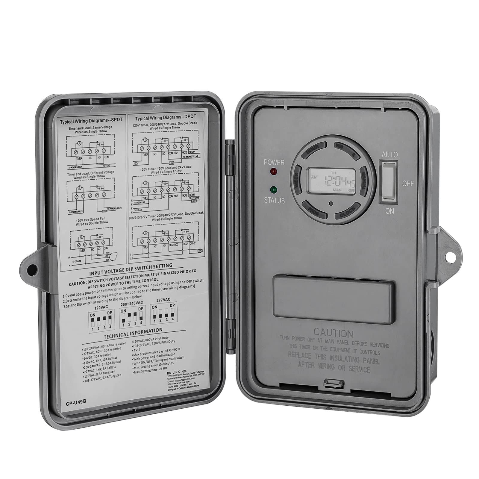 Pool Pump Timer Outdoor Digital Timer Box Heavy Duty 7-Day Programmable Bn-link - BN-LINK