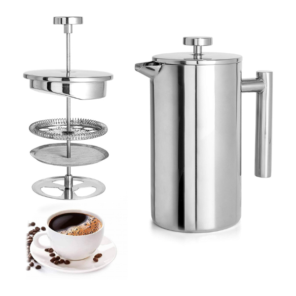 French Press Coffee Maker, 27oz/34oz Stainless Steel French Press Coffee Maker, 3 Filtration & Double Wall Insulation Bn-link