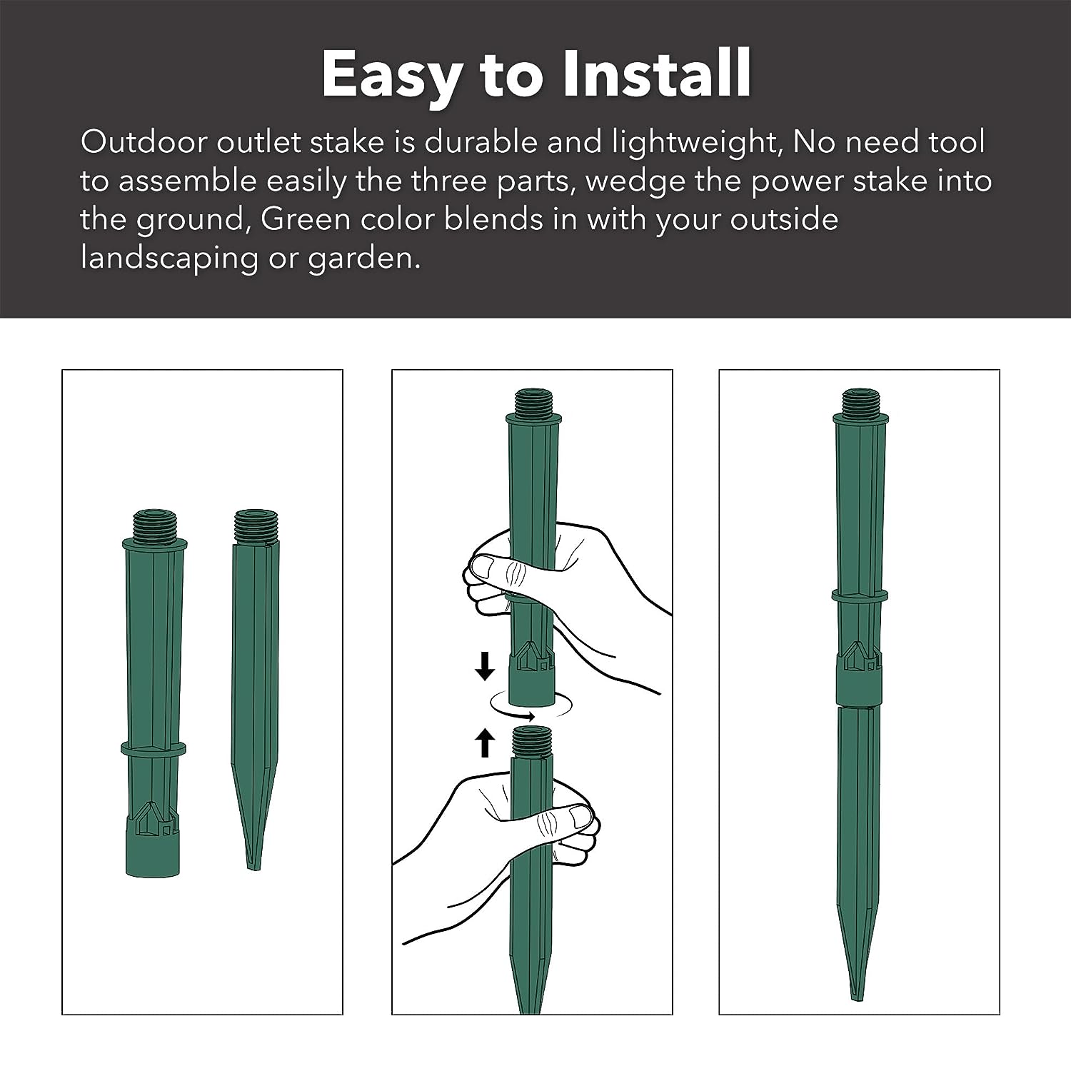 Outdoor Photocell Power Strip Yard Stake 6 Grounded Outlets Waterproof (2, 4, 6, 8 Hour) HBN - BN-LINK
