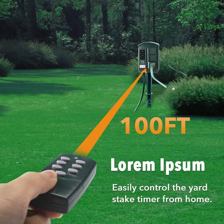 Remote Control Outdoor Power Stake Timer Waterproof Power Strip 6 Grounded Outlets and 6FT Extension Cord Bn-link - BN-LINK
