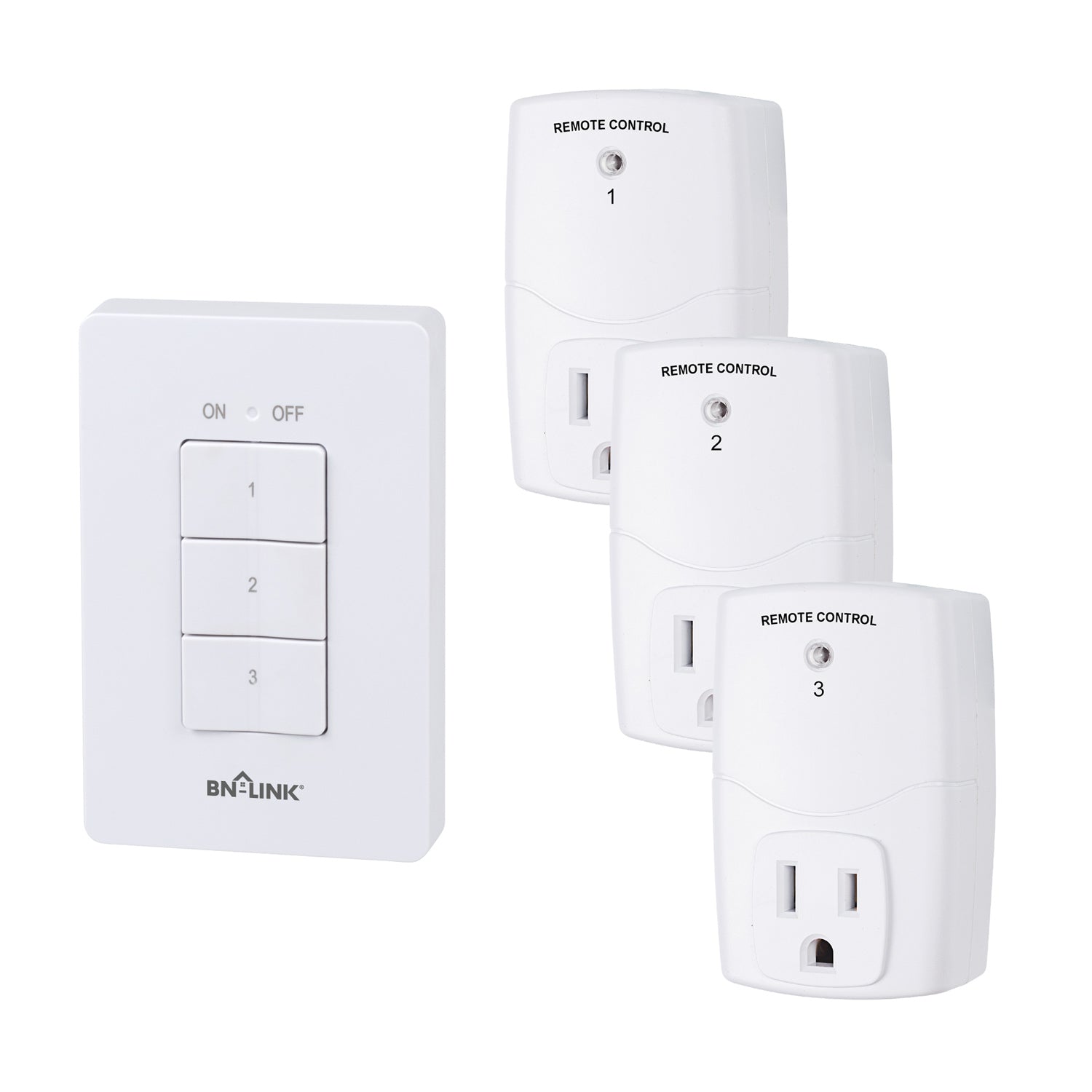 Mini Wireless Wall-Mounting Remote Control Outlet 3 Outlets BN-LINK - BN-LINK