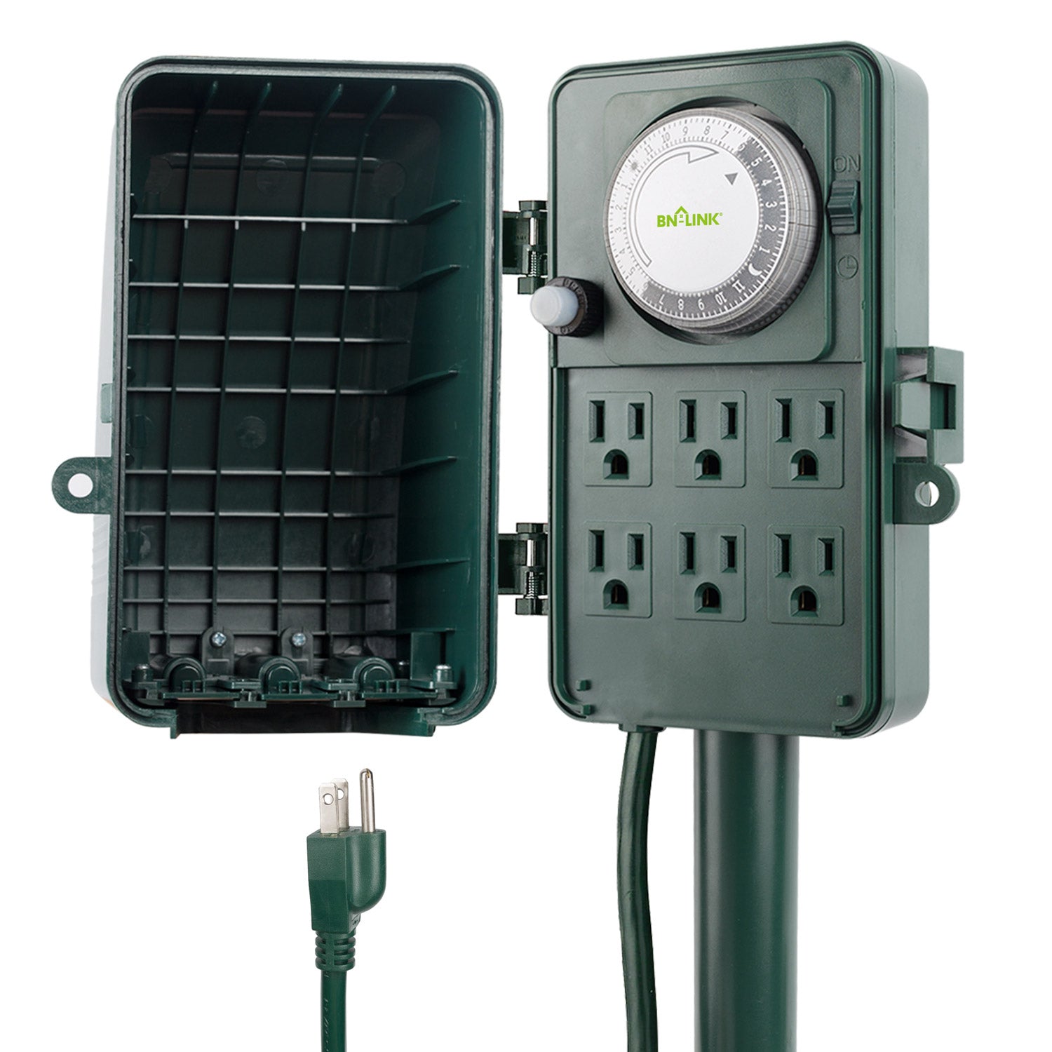 24 Hour Mechanical Outdoor Multi Socket Timer 6 Outlet Garden Power Stake BN-LINK - BN-LINK