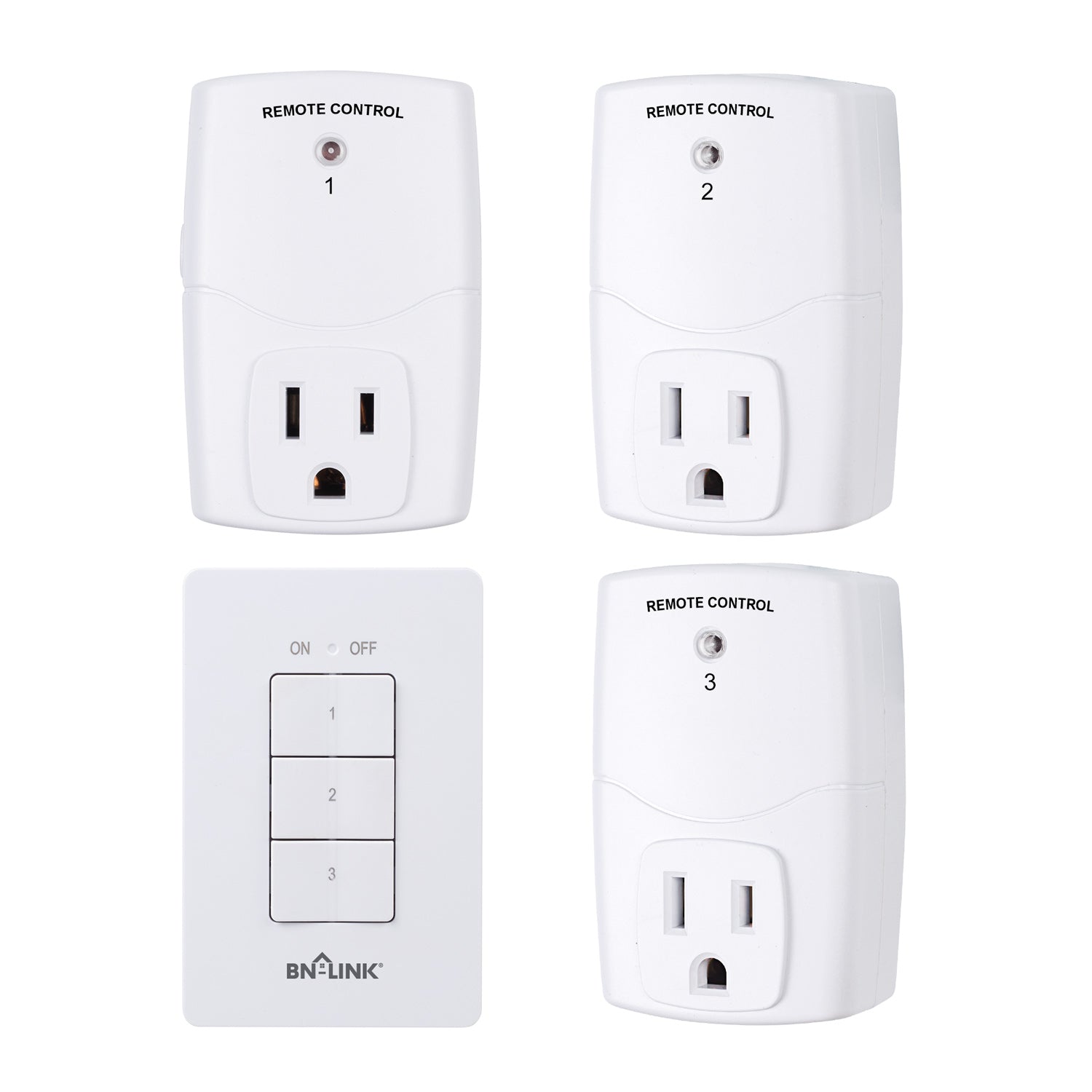 Mini Wireless Wall-Mounting Remote Control Outlet 3 Outlets BN-LINK - BN-LINK