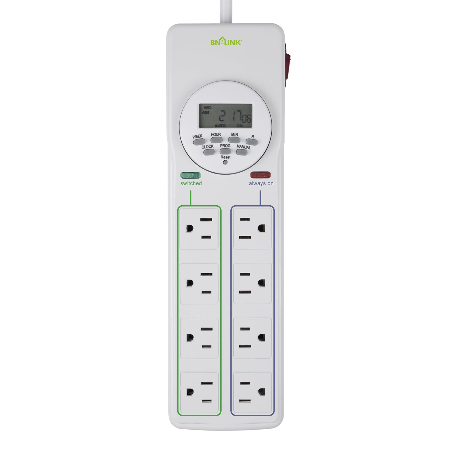 8 Outlet Strip Surge Protector with 7-Day Digital Timer BN-LINK - BN-LINK