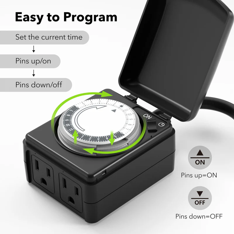 Dual Outlet Timer Control Muciakie® N366 Luxury Dual Outlet Timer