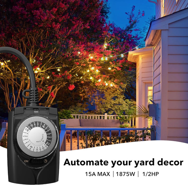 24 Hour Mechanical Waterproof Outdoor Timer With 2 Grounded HBN - BN-LINK