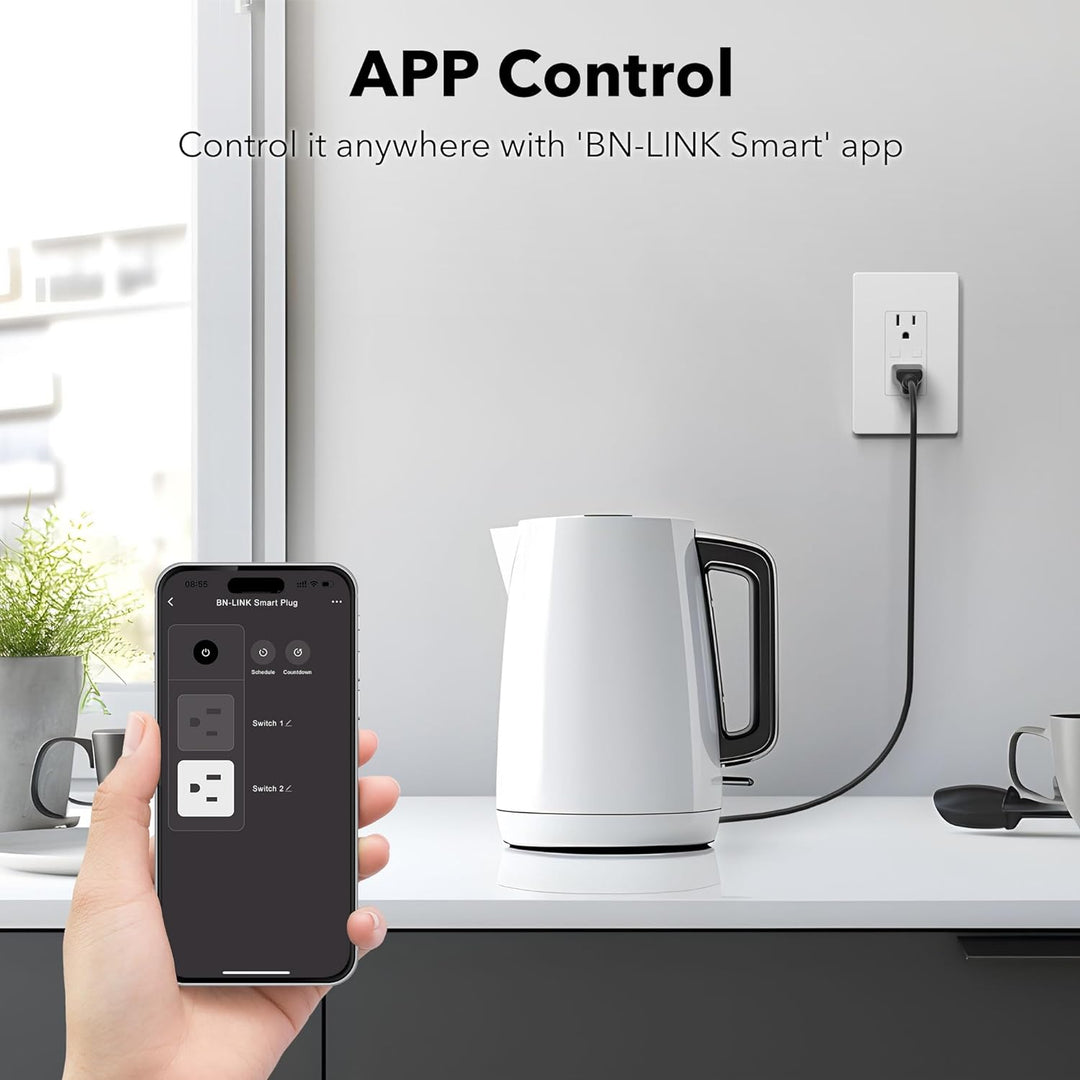 Smart WiFi in-Wall Outlet Switch 2 Individually Outlets Works with Timer Function Compatible with Alexa and Google Assistant  BN-LINK - BN-LINK